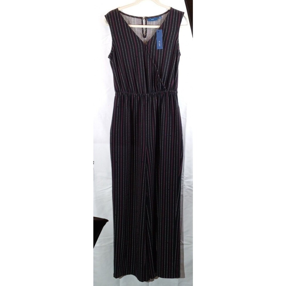 Apt 9 Pink/black/ivory‎ Striped Sleeveless Jumpsuit Size M